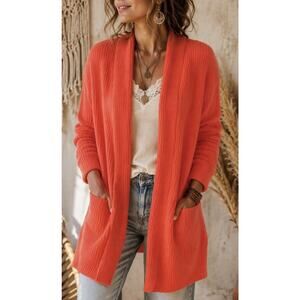 Banana Republic Merino Wool Knit Blend Long Open Cardigan Sweater XXS Orange Top